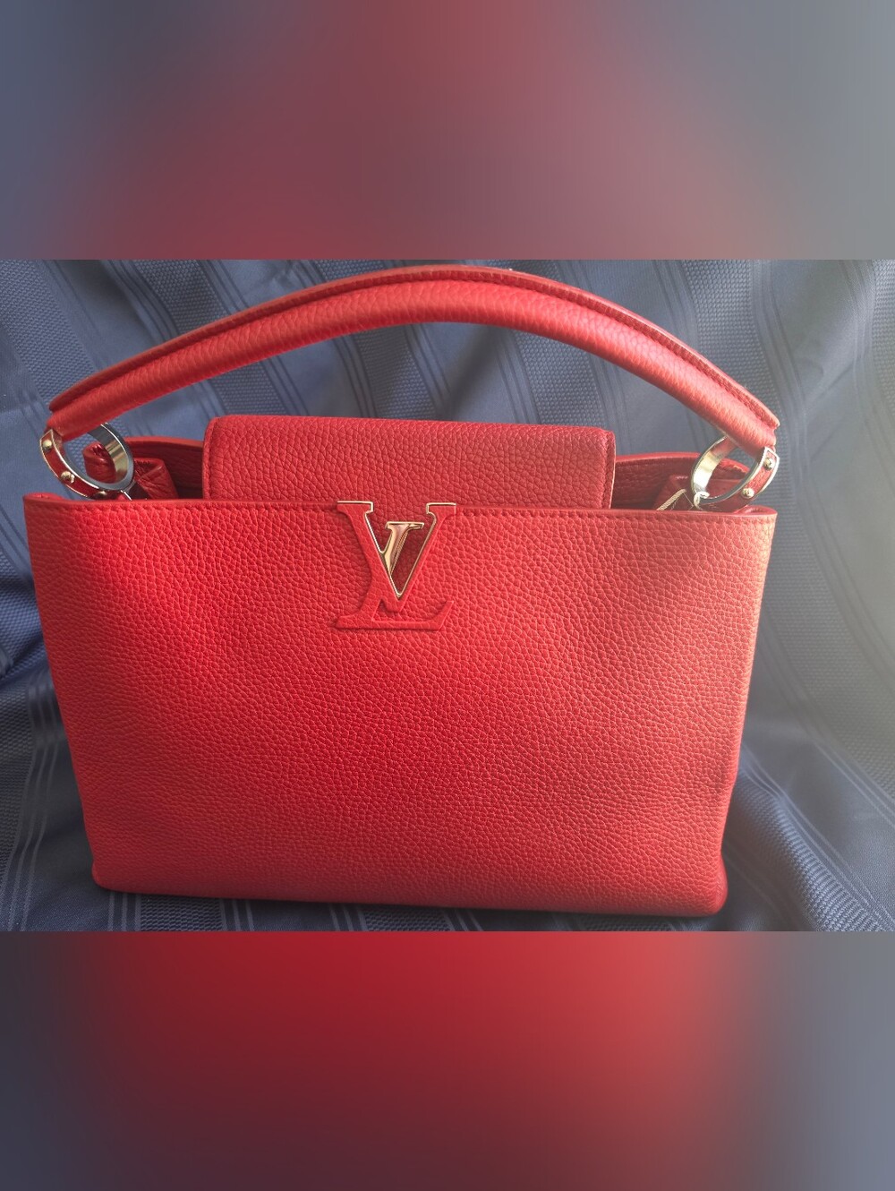 Louis Vuitton Red Capucines MM Leather Top-Handle Bag